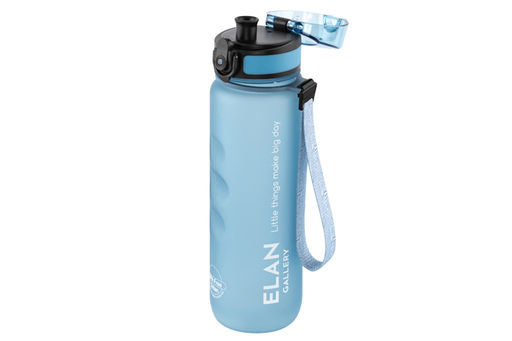 Бутылка для воды 500 мл 6,5*6,5*23 см "Style Matte" с углублениями д/пальцев голубая пастель