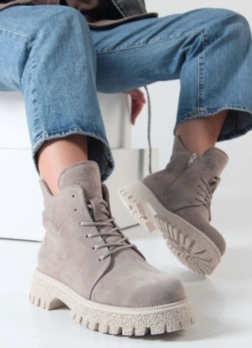 Ботинки 228.V.1541be. Каменный замша / Байка