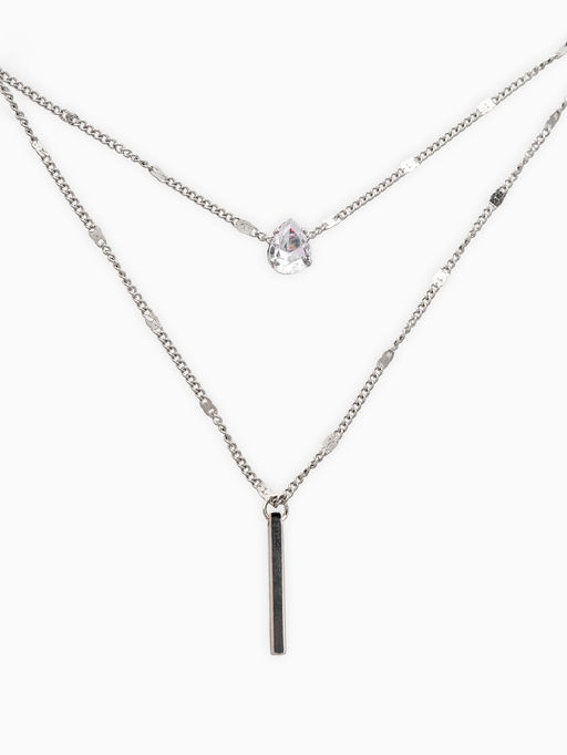 Набор 2 предмета: серьги, колье Минимализм, 45 и 55 см, белый в серебре