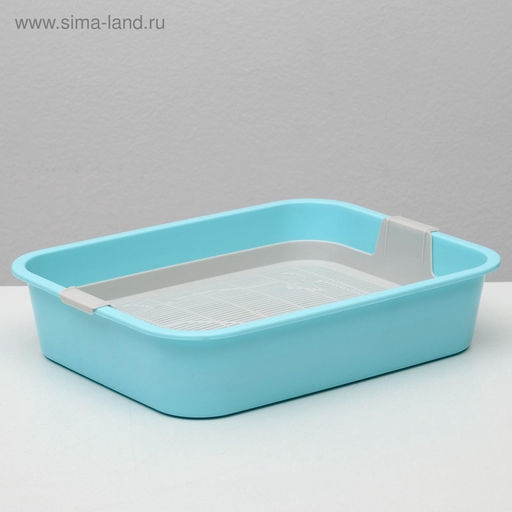 Туалет для кошек «Мур-мяу», 33×25×7 с. с сеткой, пластик, голубой