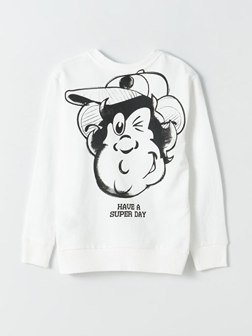 Bisiklet Yaka Nostaljik Maymun Bask?l? Uzun Kollu Erkek ?ocuk Sweatshirt - Waikiki фото 2