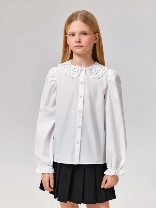 ACOOLA / Блузка детская для девочек Biologia белоснежный  фото 3