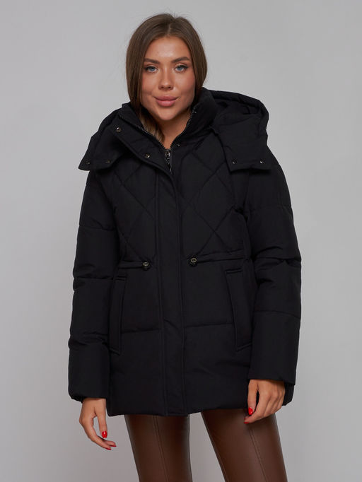Зимняя женская куртка модная с капюшоном черного цвета 52302Ch - Holdluck фото 9