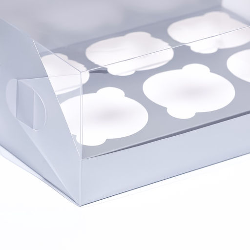 Цена за 2 шт. Коробка для 6 капкейков 23.5×16×10 см, серебро