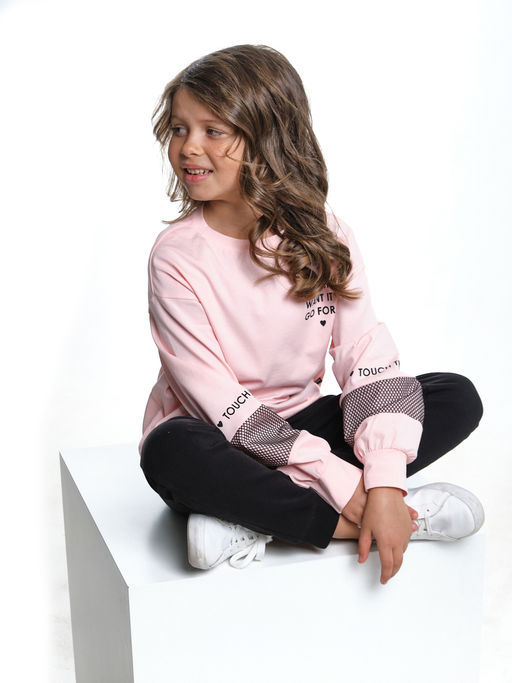 Лонгслив для девочки с принтом UD 7897 крем-розовый - Mini maxi фото 13