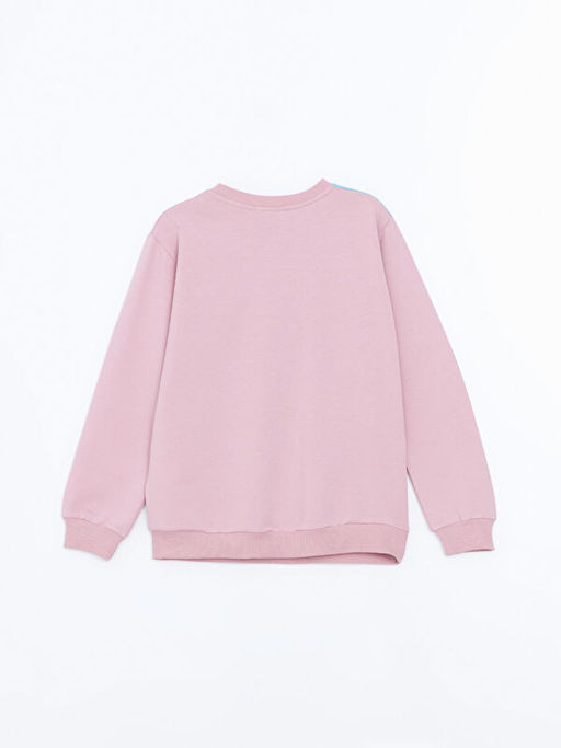 Bisiklet Yaka Bask?l? K?z ?ocuk Sweatshirt