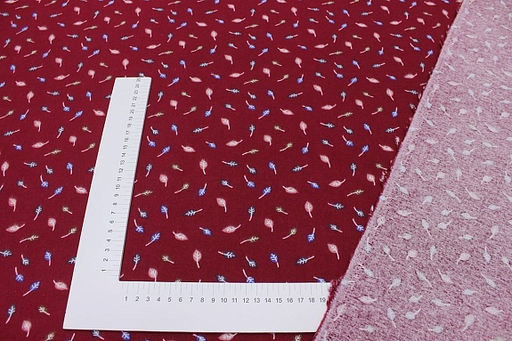 Теплый хлопок Листочки на бордовом, ш.1.47м, хлопок-100%, 150гр/м.кв - Купава фото 4