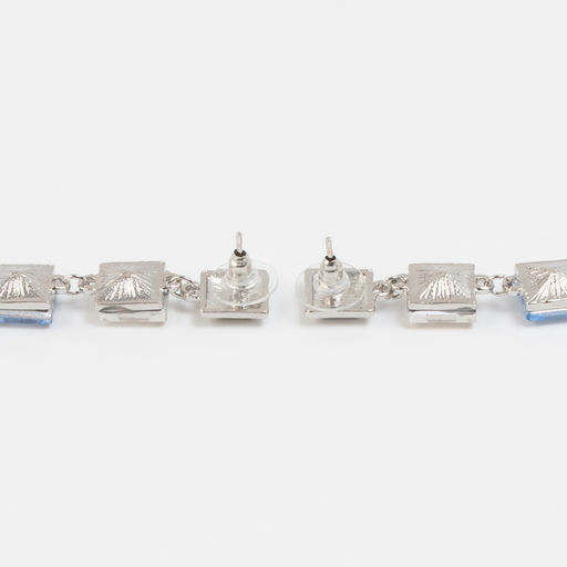 Серьги со стразами Блум квадраты светлые, цветные в серебре - Qf фото 2