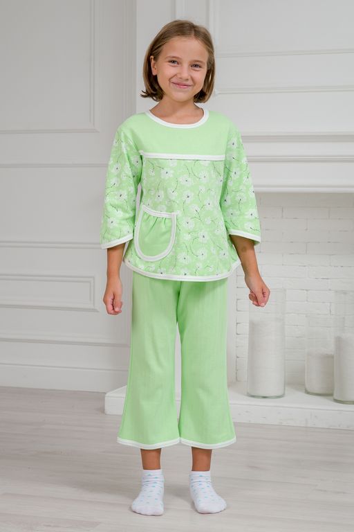 Пижама детская из футера Катя зеленый - Амадэль фото 2