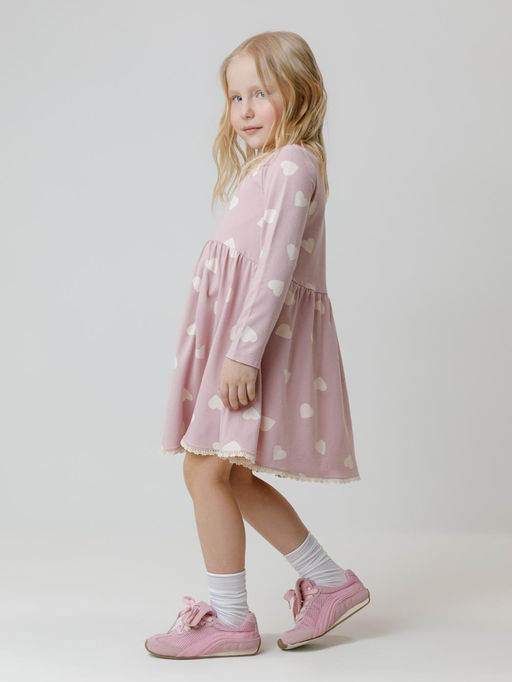 КР 5836/розовый лед,сердечки к599 платье для дев