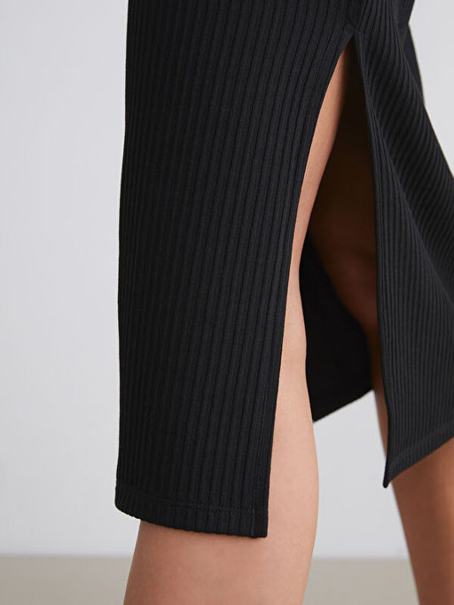 U Yaka Fitilli Bodycon Elbise