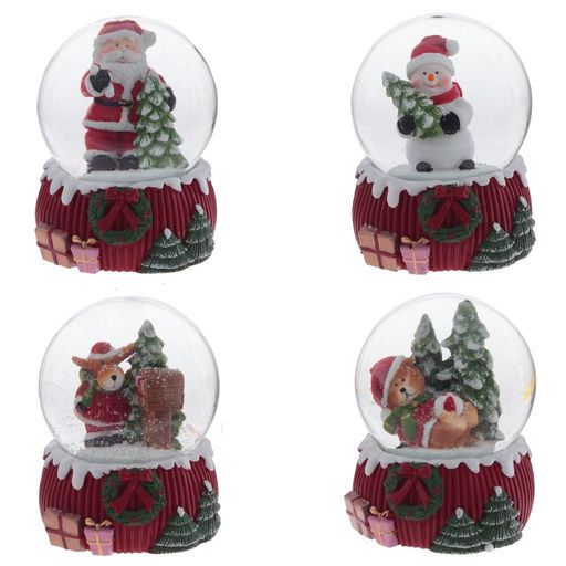 Фигурка декор в стекл шаре "Мишка/Снеговик/Дед Мороз/Олень", D 6.5 см, L6,5 W6,5 H9 см, 4в.