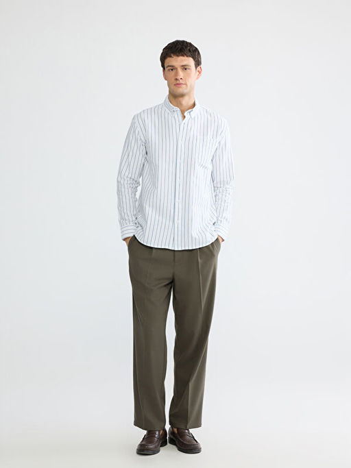 Regular Fit ?izgili Oxford Erkek G?mlek