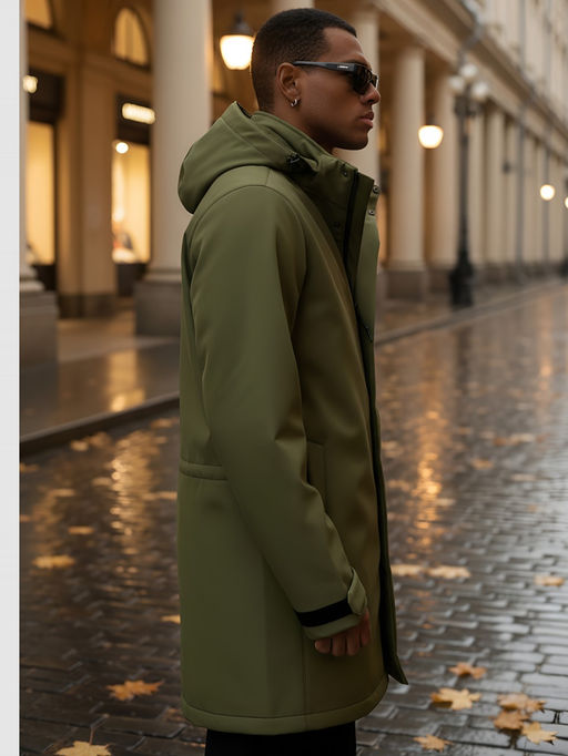 Парка спортивная мужская с капюшоном softshell цвета хаки 9565Kh - Mtforce фото 33