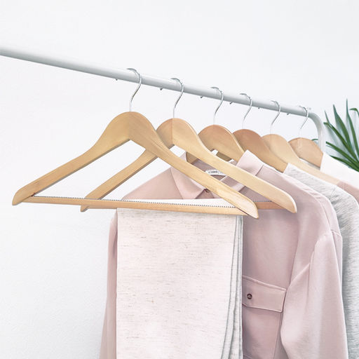 VAL 16613S6 Набор вешалок дерев, 6 шт., прямых, с нескол. переклад., 44.5*23*1.2 см, натур. цвет, шт