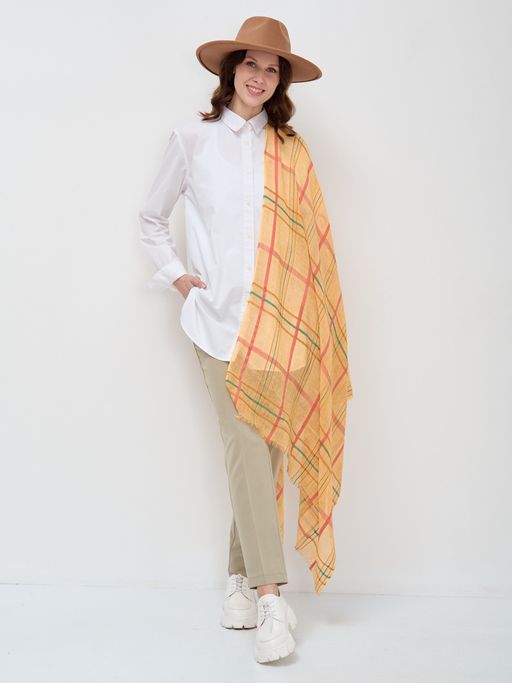 ЛЕН ХЛОПОК ВИСКОЗА Большой, красивый двусторонний палантин с необычной выработкой по всему полотну изделия - Tantino фото 2