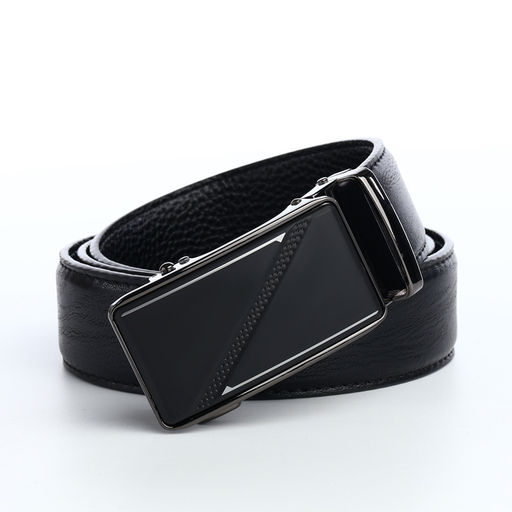 Ремень мужской, 120×3.6 см, натуральная кожа, регулируемая длина, пряжка автомат, чёрный