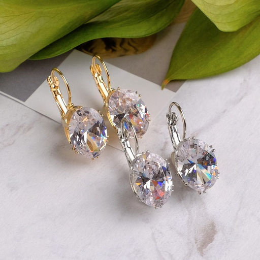 Серьги со стразами Блик овал, миксы