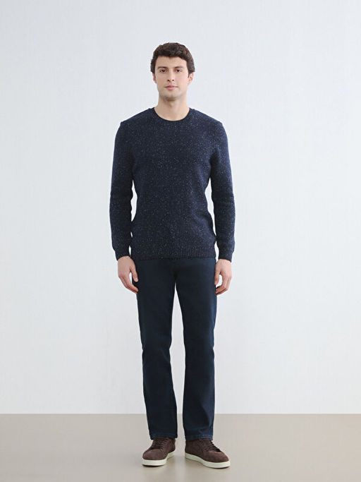 Bisiklet Yaka Y?n Kar???ml? Erkek Triko Kazak