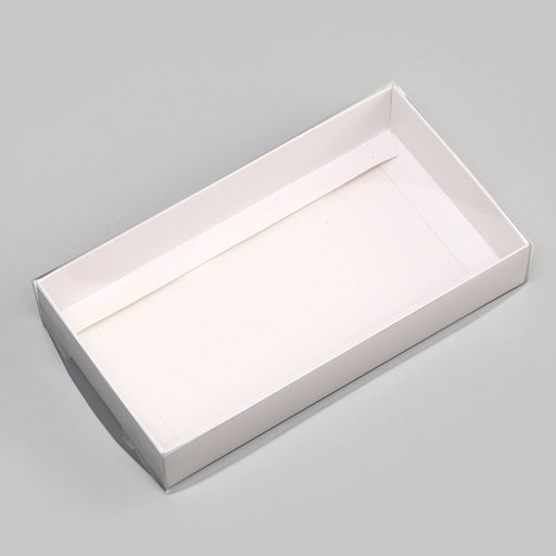 Цена за 2 шт. Кондитерская упаковка, коробка белая с PVC крышкой, 18×10×3 см