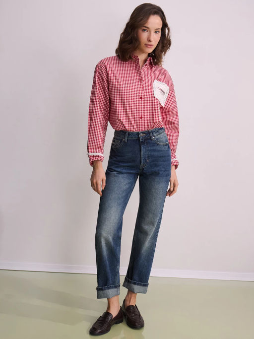 Рубашка из хлопка в клетку / Zarina фото 3