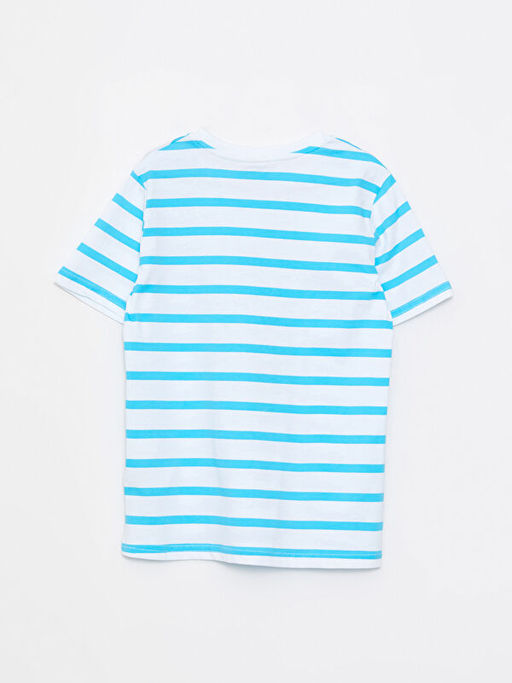 Bisiklet Yaka Bask?l? K?sa Kollu Pamuklu Erkek ?ocuk Ti??rt - Waikiki фото 2