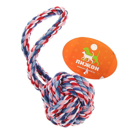 Игрушка канатная Мяч с петлей, до 65 гр, микс цветов - Пижон фото 4