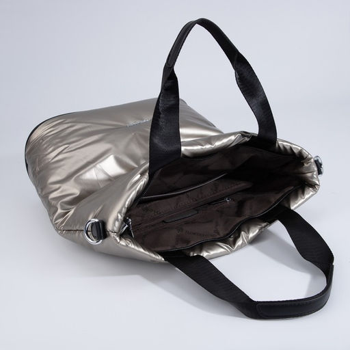 Сумка-тоут на молнии, наружный карман, длинный ремень, цвет бронзовый - Simaland фото 6