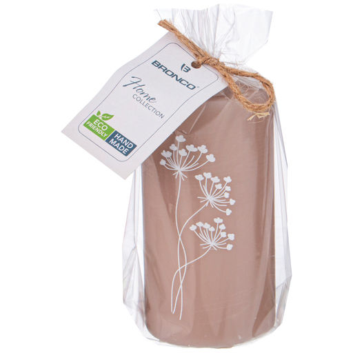 СВЕЧА BRONCO СТОЛБИК ЦВЕТЫ МОККО 10*5 СМ  фото 2