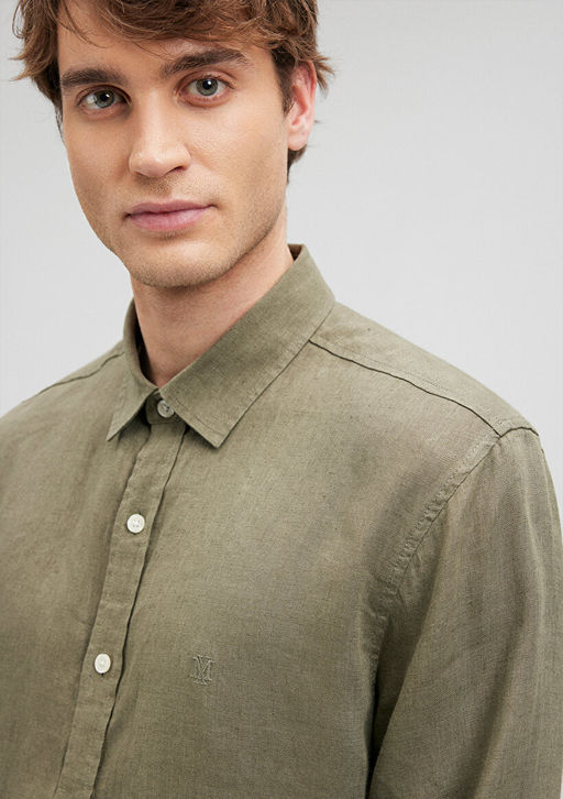 Haki Keten Gomlek - Mavi фото 5