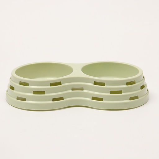 Миска рельефная пластиковая двойная 2 х 160 мл , 25 х 14 х 5 см, зелёная - Пижон фото 2