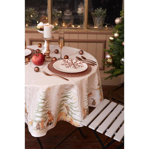 Скатерть новогодняя «Этель» Christmas forest, d=150 +/- 3 см с ГМВО, 100% хлопок, саржа 190 г/м²
