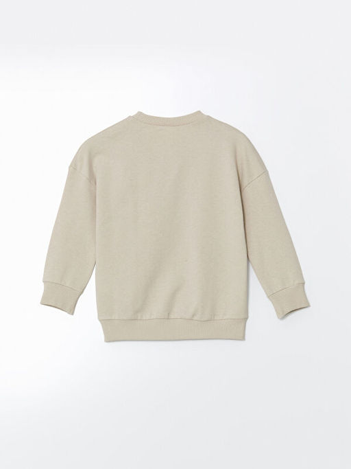 Bisiklet Yaka Bask?l? Erkek Bebek Sweatshirt