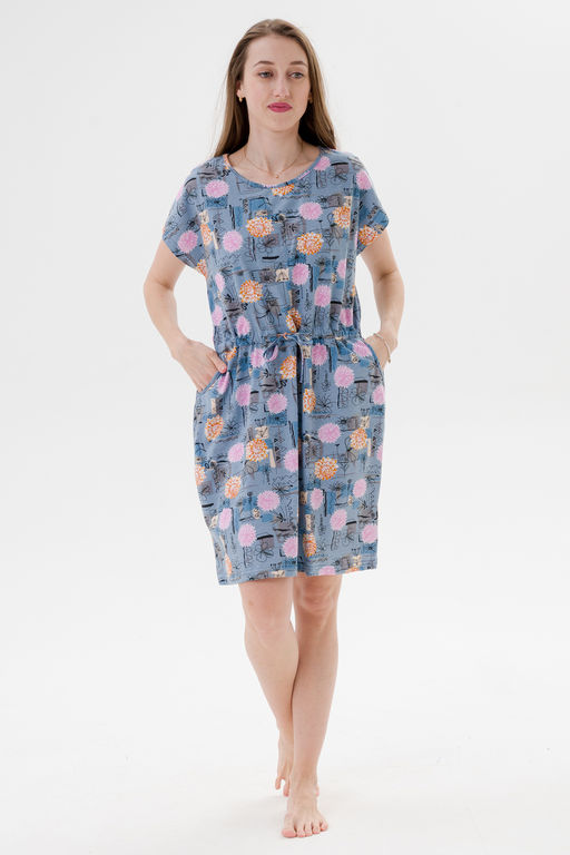 Платье женское домашнее из кулирки Лана астра макси - Амадэль фото 2