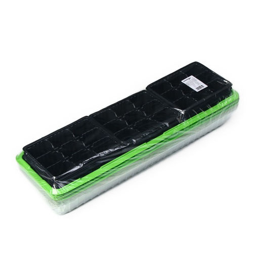 Цена за 5 шт. Мини - парник для рассады, 56×17×12 см, 3 вставки, 27 ячеек, пластик, Greengo