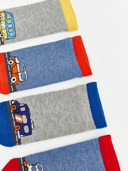 Bask?l? Erkek ?ocuk Patik ?orap Seti 7li