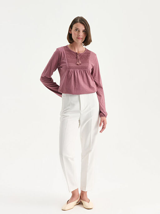 Ba?lamal? Yaka Nak??l? Bluz