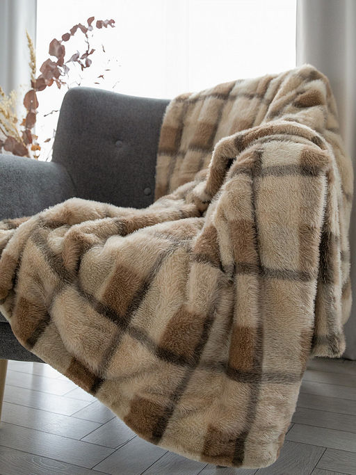 Плед меховой 200x220 бежевый - Denastia фото 2