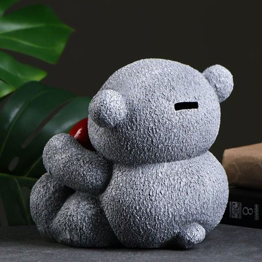 Копилка для денег Мишка с сердцем, серый, 20?18?20 см