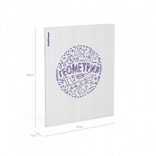 Цена за 5 шт. Тетрадь общая ученическая с пластиковой обложкой на скобе ErichKrause Chaos, Геометрия, 48 листов, клетка  фото 4