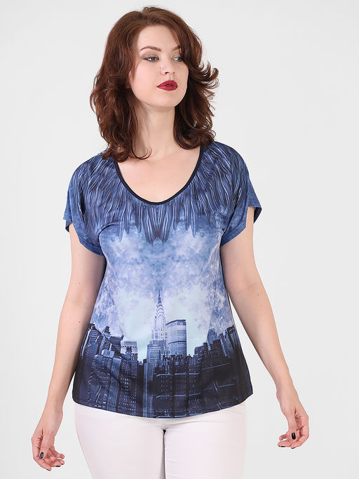 Футболка синяя с рисунком