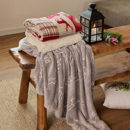 Плед светящийся в темноте «Этель. Олени», 200×220 см, корал-флис 220 г/м²