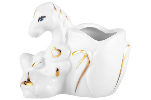 Вазочка для зубочисток 7,5*4,5*6,5 см Лошадь белая с золотом, фарфор - Elan gallery фото 3