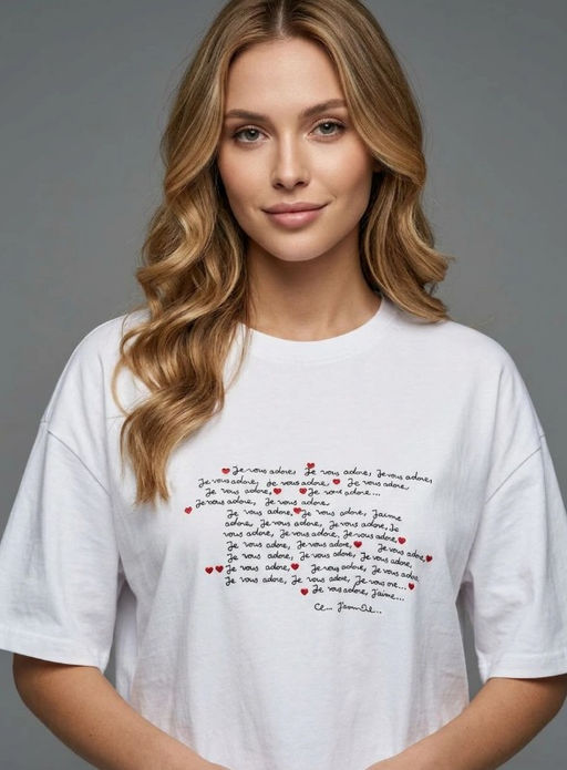 K13680 Футболка с вышивкой OVER SIZE (хлопок) БЕЛЫЙ