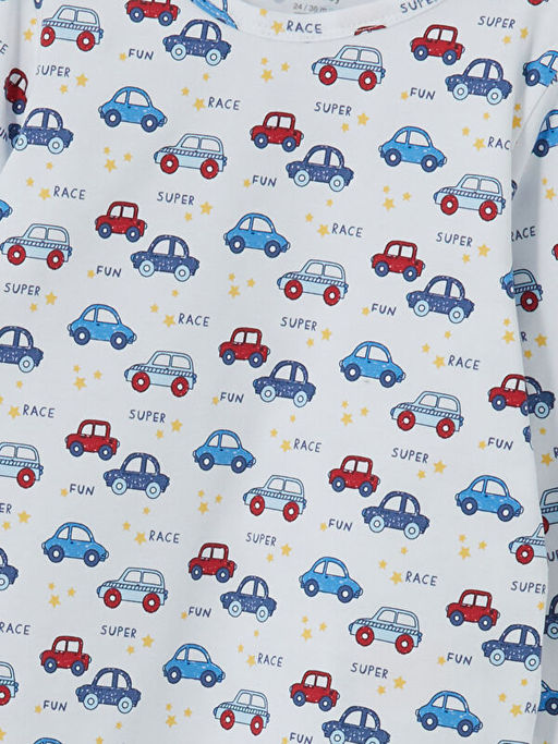 Bisiklet Yaka Bask?l? Erkek Bebek Pijama ?st