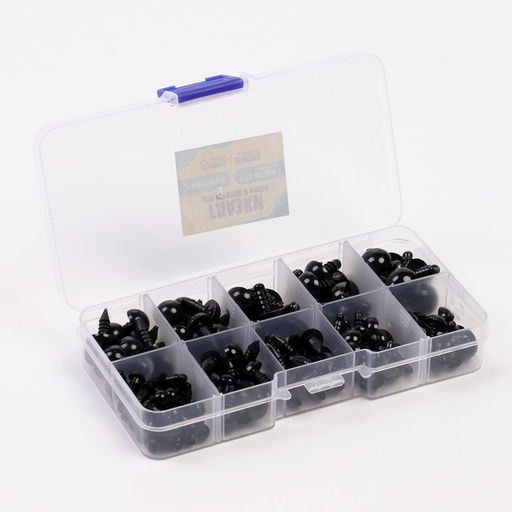 Набор винтовых глазок для кукол и игрушек с заглушками, цвет черный, 142 шт.