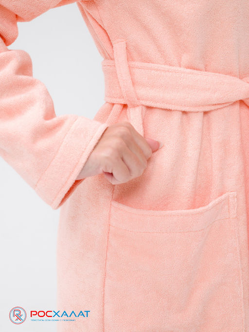 Женский халат с капюшоном персиковый МЗ-06 (32)