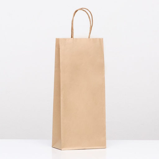 Пакет крафт под бутылку, Крафт, 14×8×32 см