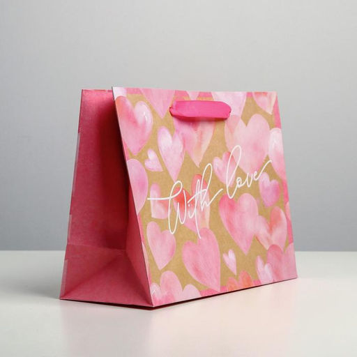 Пакет крафтовый горизонтальный With love, MS 23 18 10 см - Дарите счастье фото 2