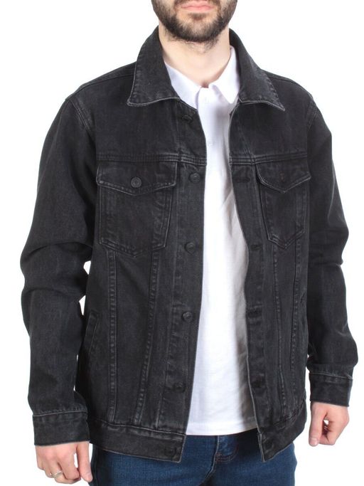 5922 BLACK Куртка джинсовая мужская VH JEANS (80% хлопок, 15% полиамид, 5% спандекс) - Фабричный китай фото 6